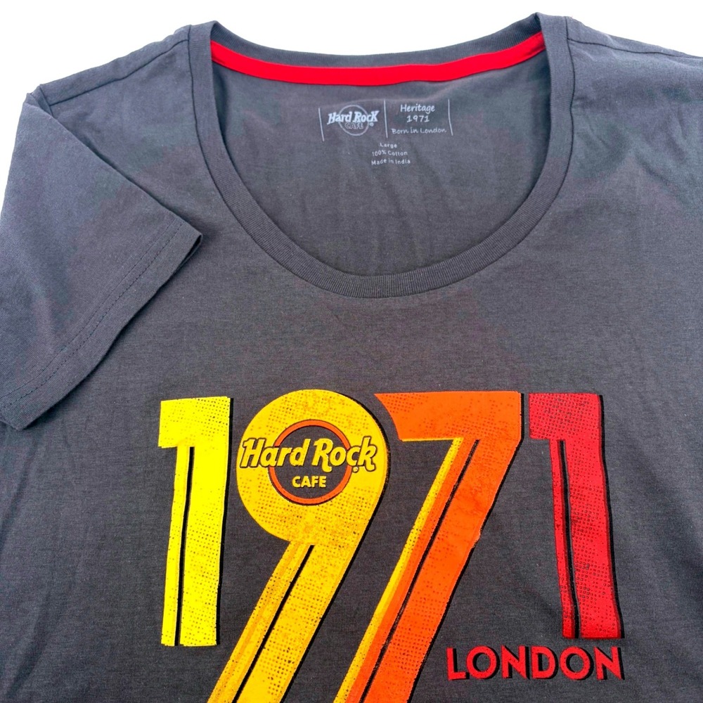 Hard Rock Cafe Heritage 1971 London Graphic T-Shirt Gray Women Large NWT